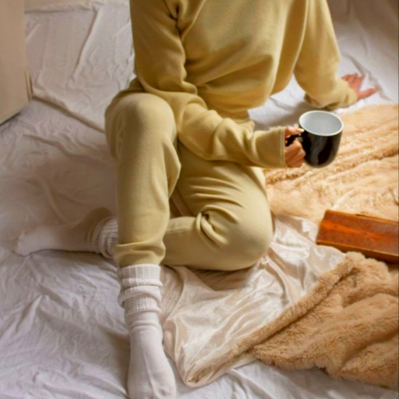 CAARA Pants - CAARA Wool Blend Mustard Color Knit Pants